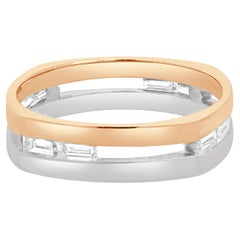 14 Karat Rose & White Gold Channel Set Baguette Cut Diamond Ring