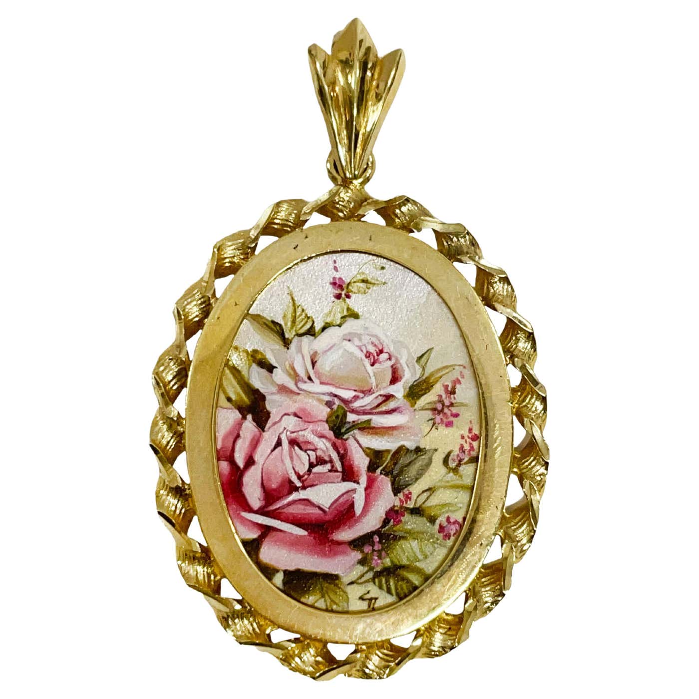 14 Karat Roses Masterpiece Hand Painted MOP Pendant #679 For Sale at ...