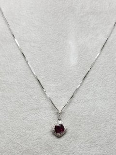 14 Karat Ruby and Diamond Halo Pendant