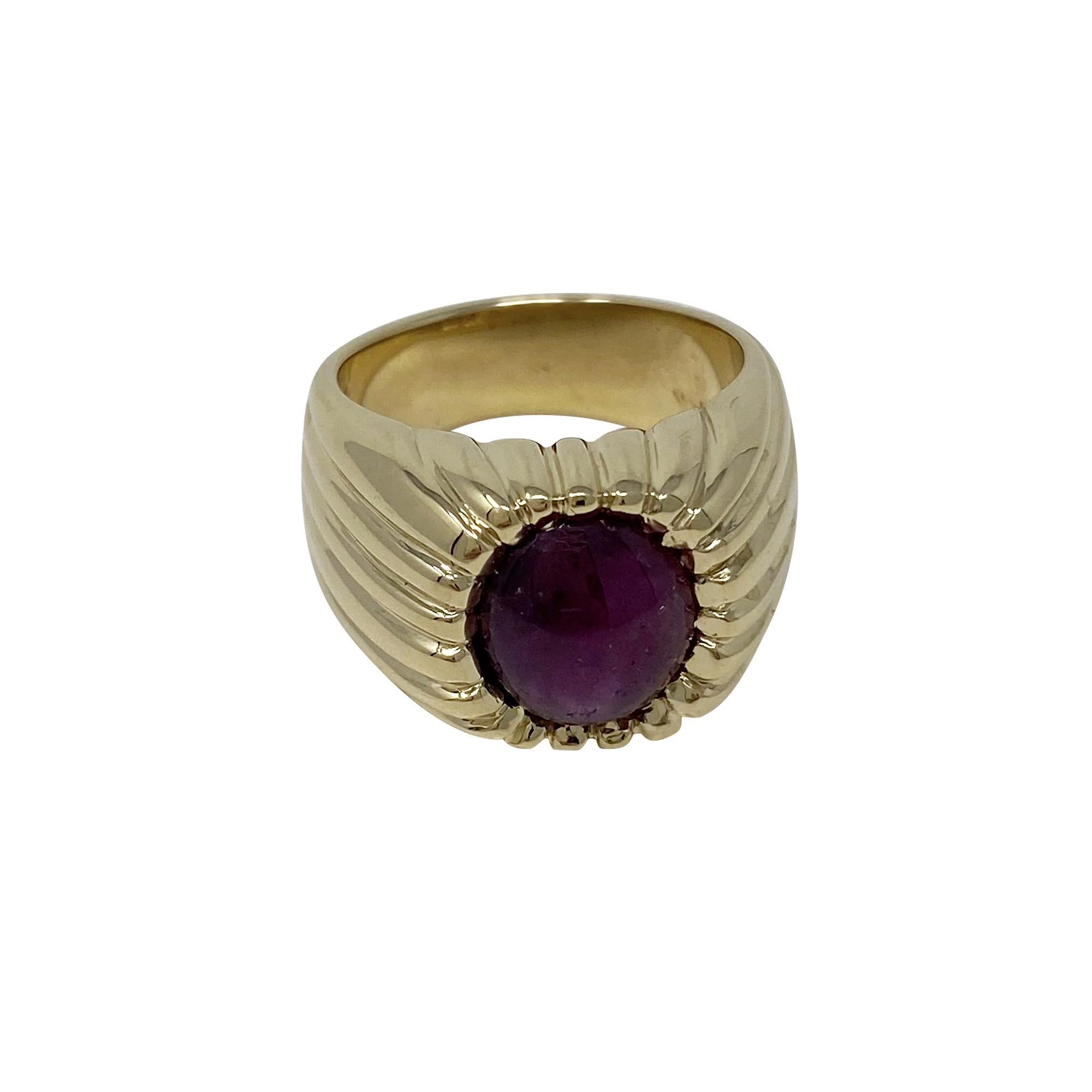 Women's or Men's 14 Karat Yellow Gold Ruby Ring