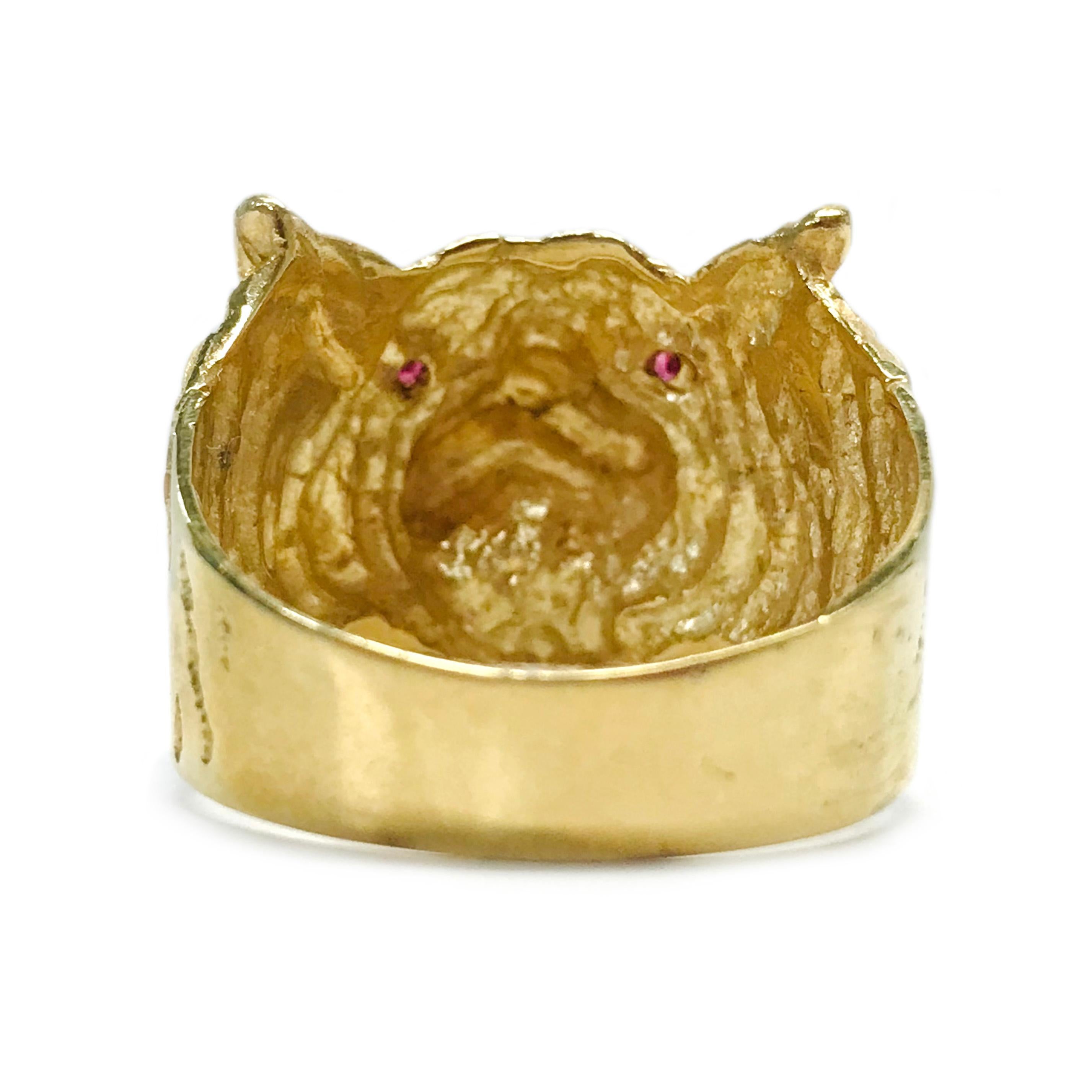 Anello con tigre in rubino 14 carati In condizioni buone in vendita a Palm Desert, CA