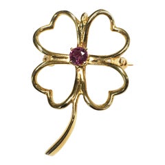 14 Karat Ruby Trevol Clover Pin/Brooch