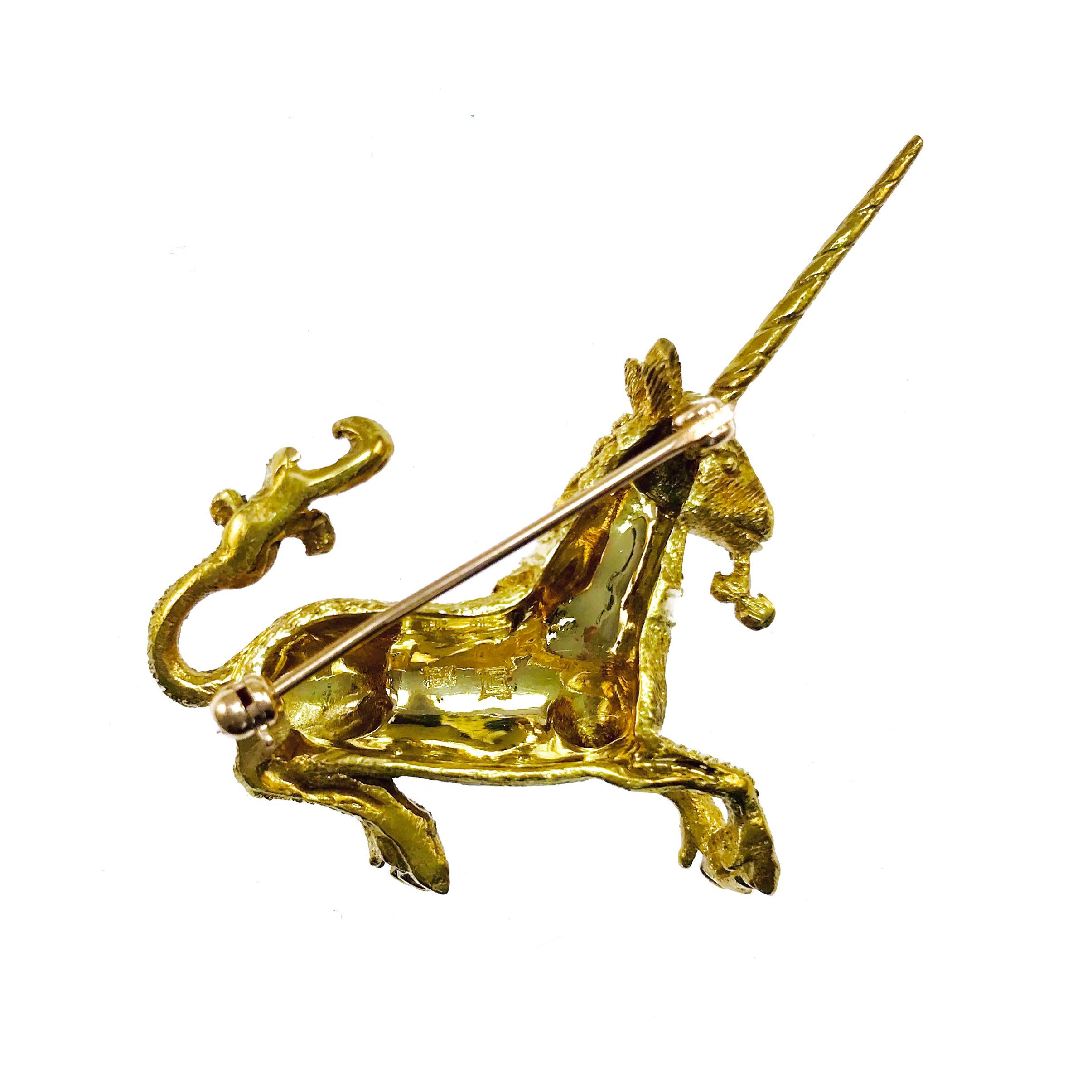 Women's or Men's 18 Karat Ruby Unicorn Brooch/Pin