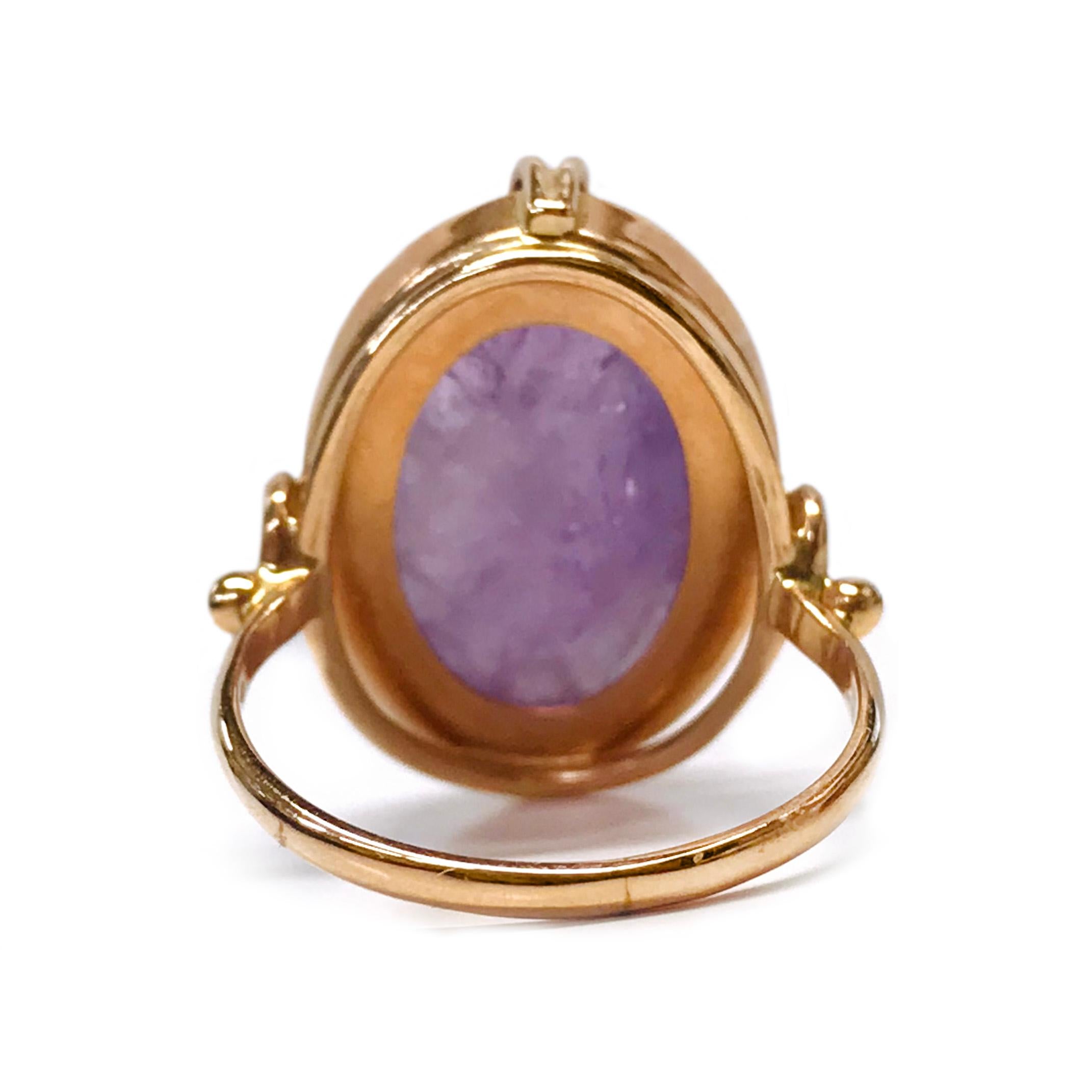 Cabochon 14 Karat Russian Rose Gold Amethyst Ring For Sale