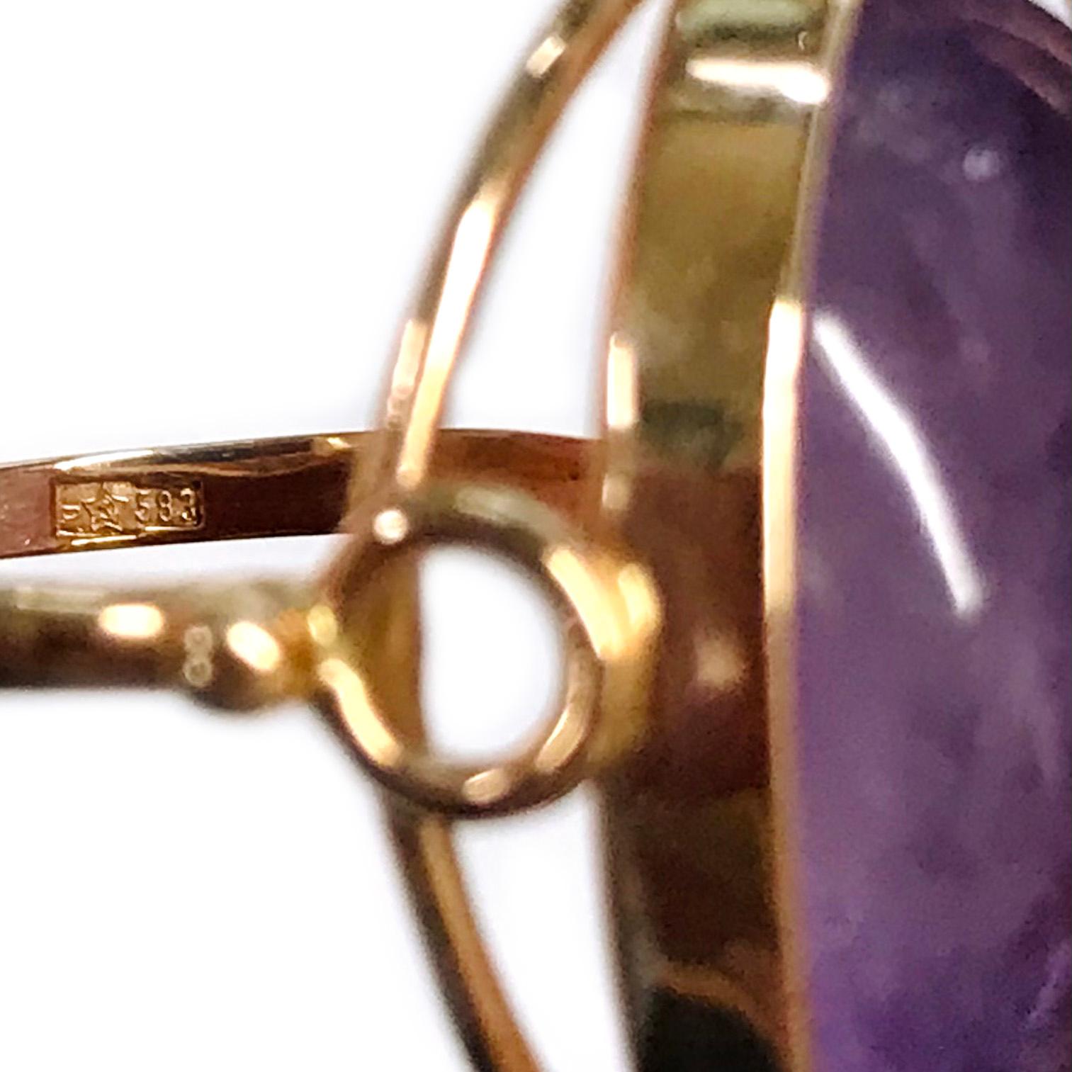 14 Karat Russian Rose Gold Amethyst Ring In Good Condition For Sale In Palm Desert, CA