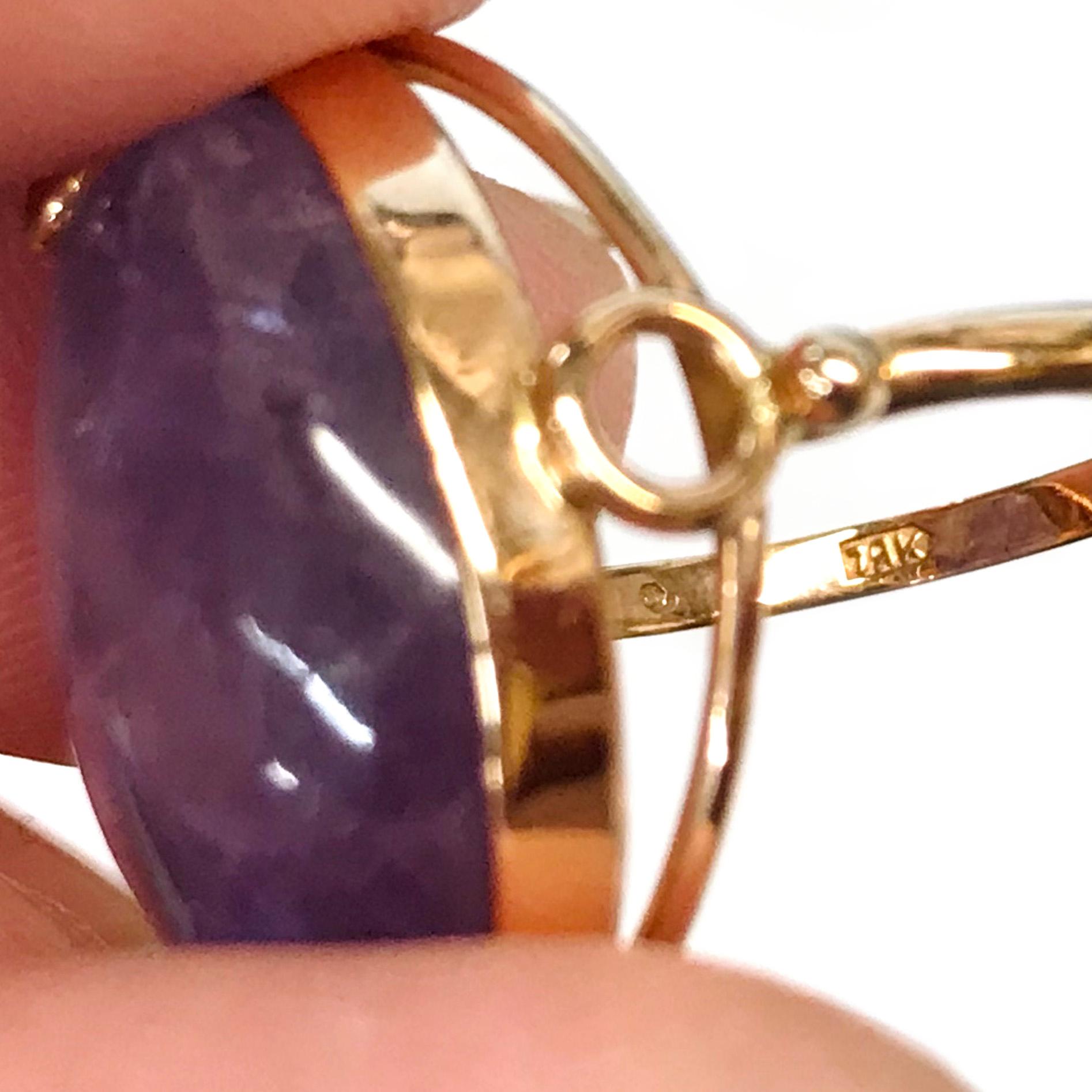 Women's or Men's 14 Karat Russian Rose Gold Amethyst Ring For Sale