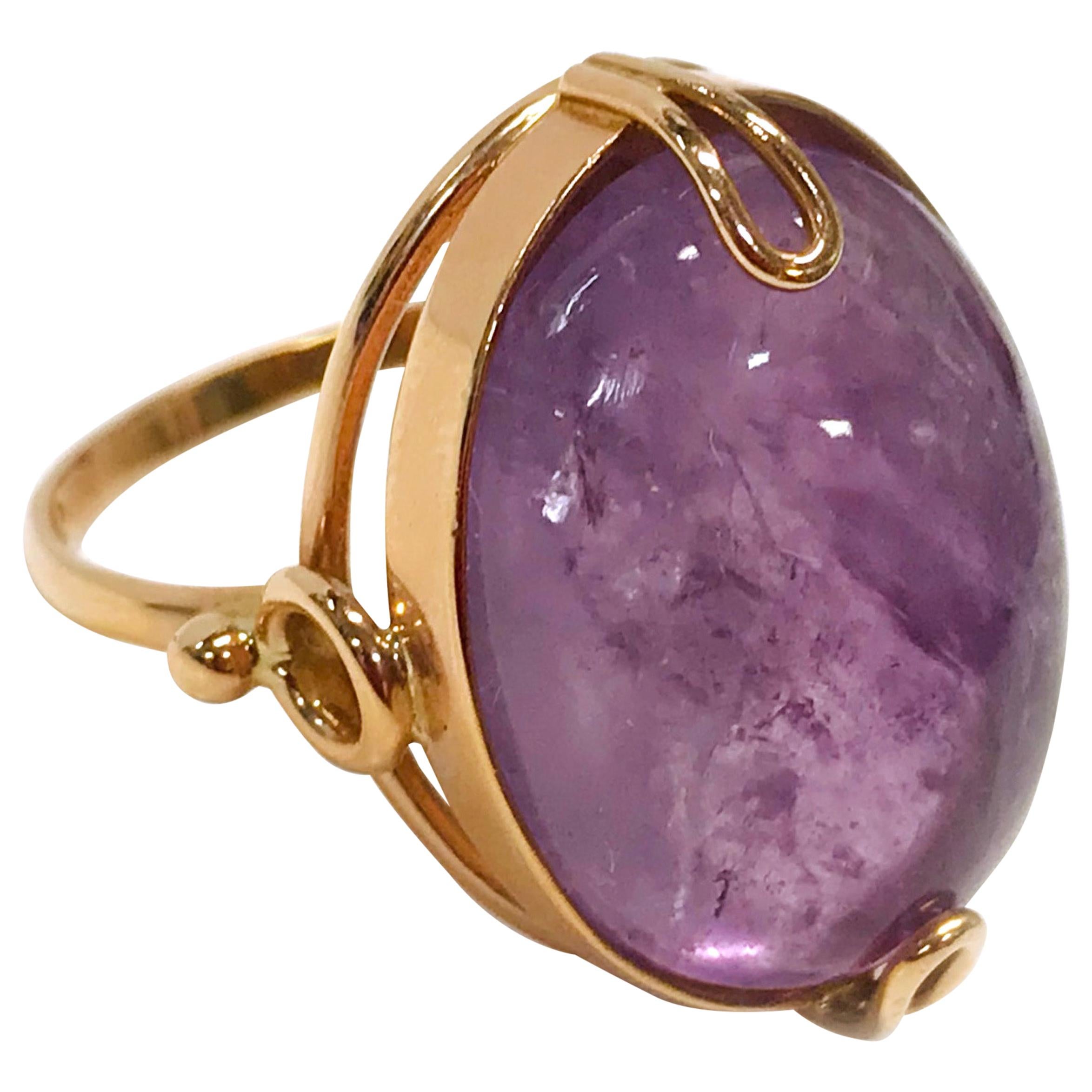 Russischer Roségold-Amethyst-Ring aus 14 Karat