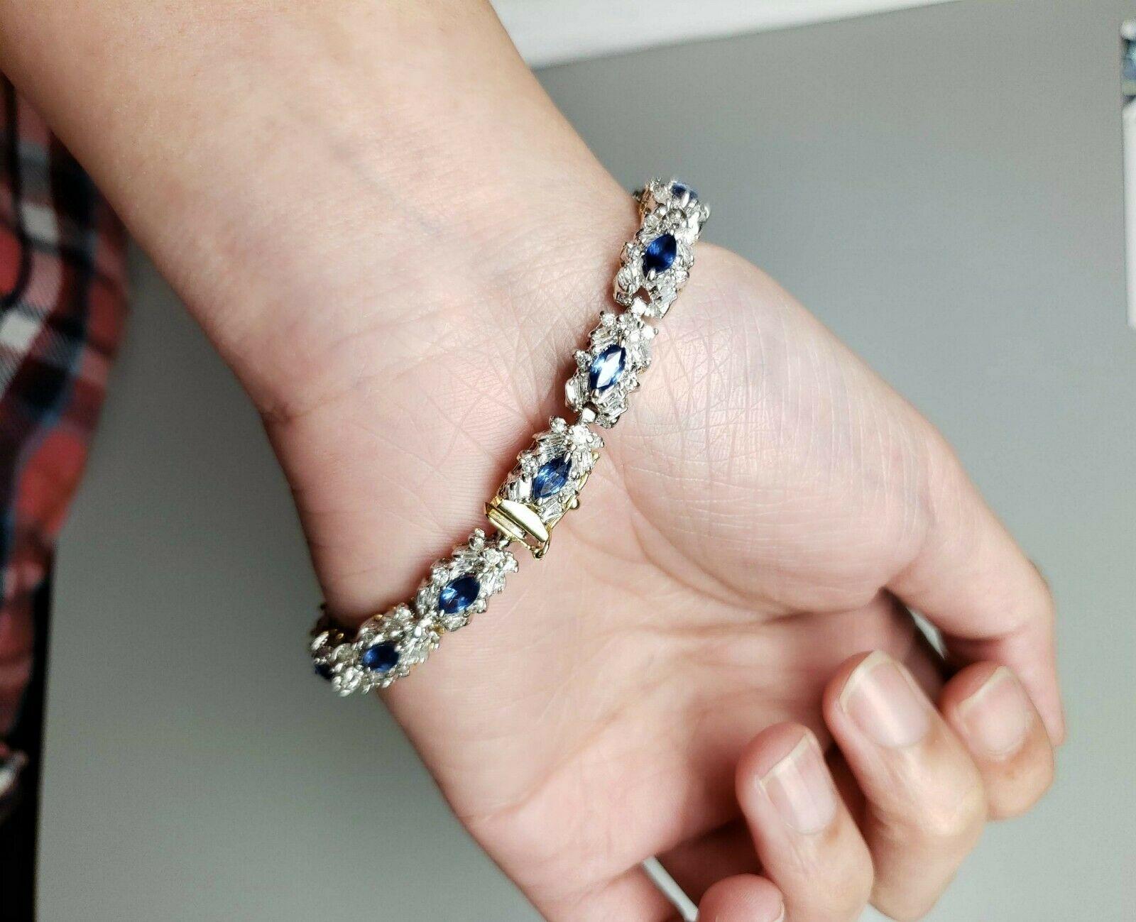 14 Karat Sapphire and Diamond Bracelet 8.75 Carat Total Weight 3