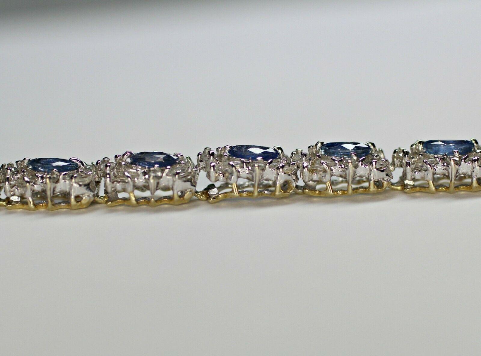 14 Karat Sapphire and Diamond Bracelet 8.75 Carat Total Weight 5