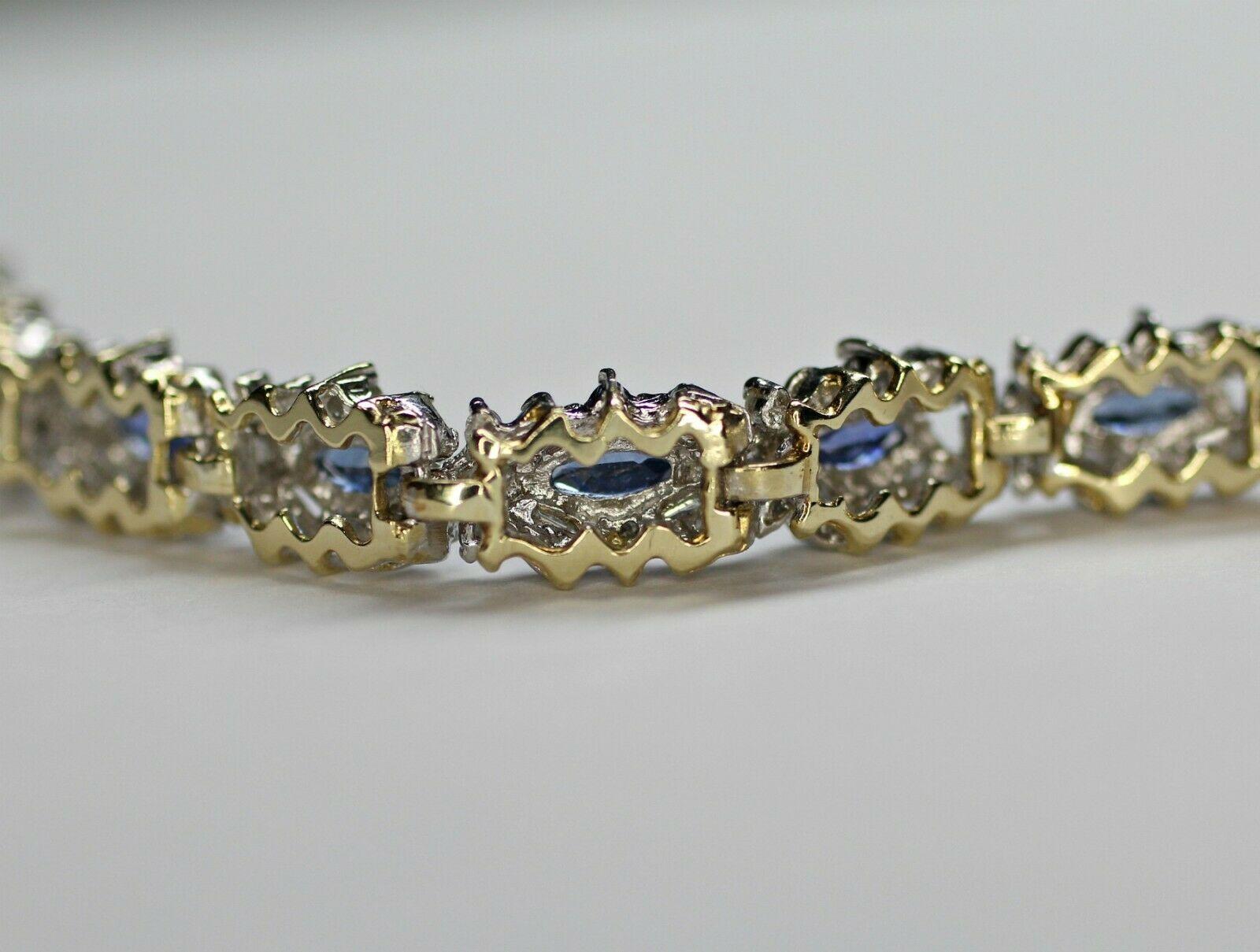 14 Karat Sapphire and Diamond Bracelet 8.75 Carat Total Weight 6
