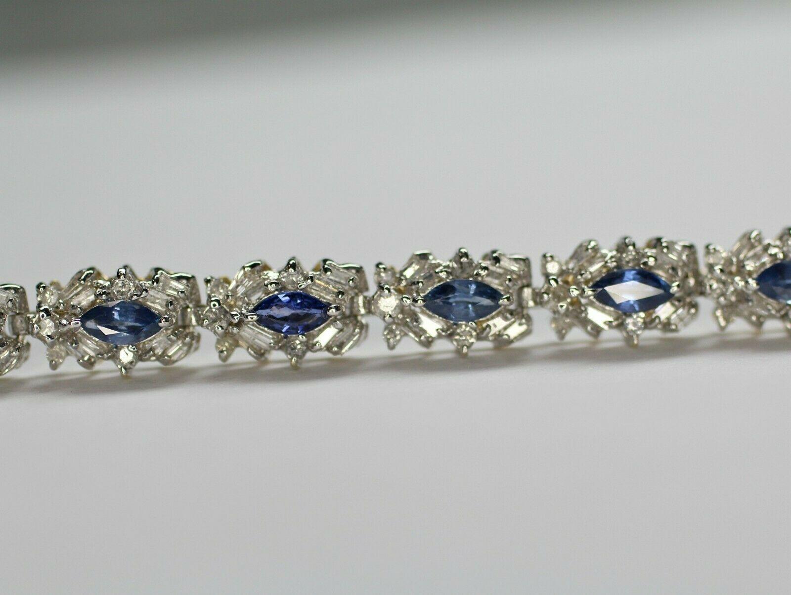 14 Karat Sapphire and Diamond Bracelet 8.75 Carat Total Weight 7