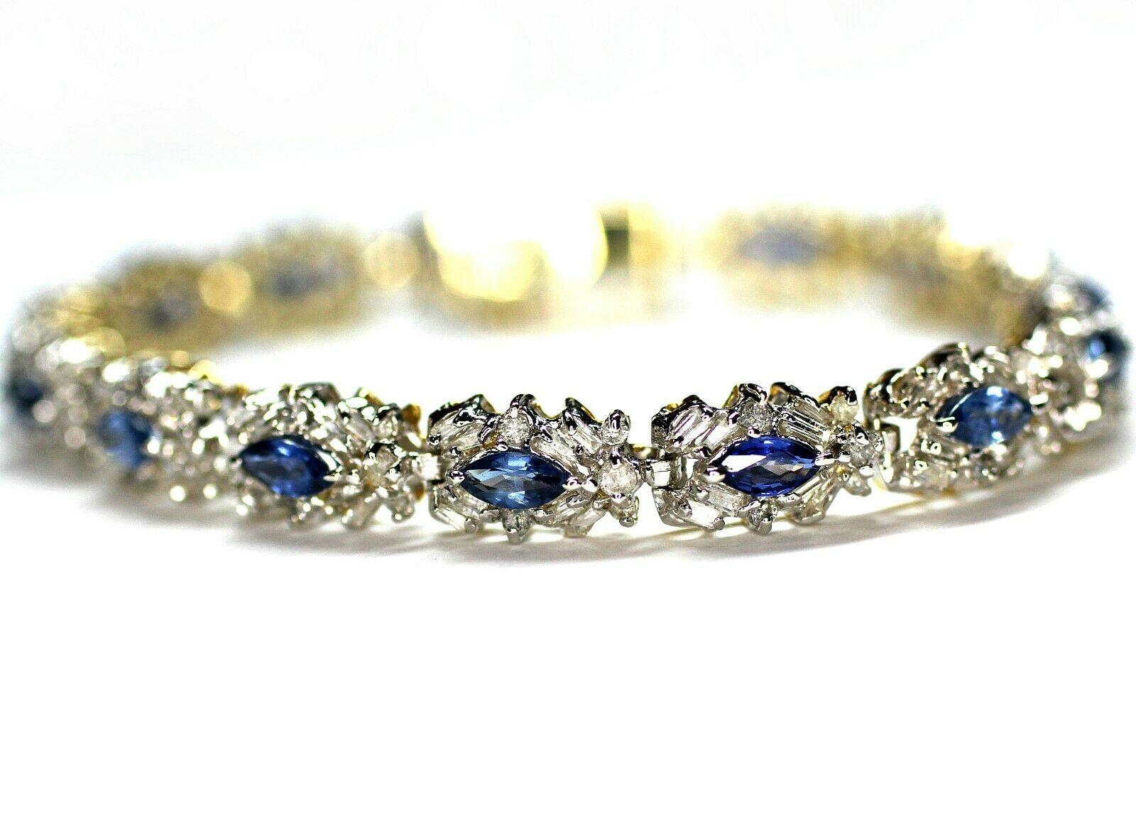 14 Karat Sapphire and Diamond Bracelet 8.75 Carat Total Weight In Good Condition In Los Angeles, CA