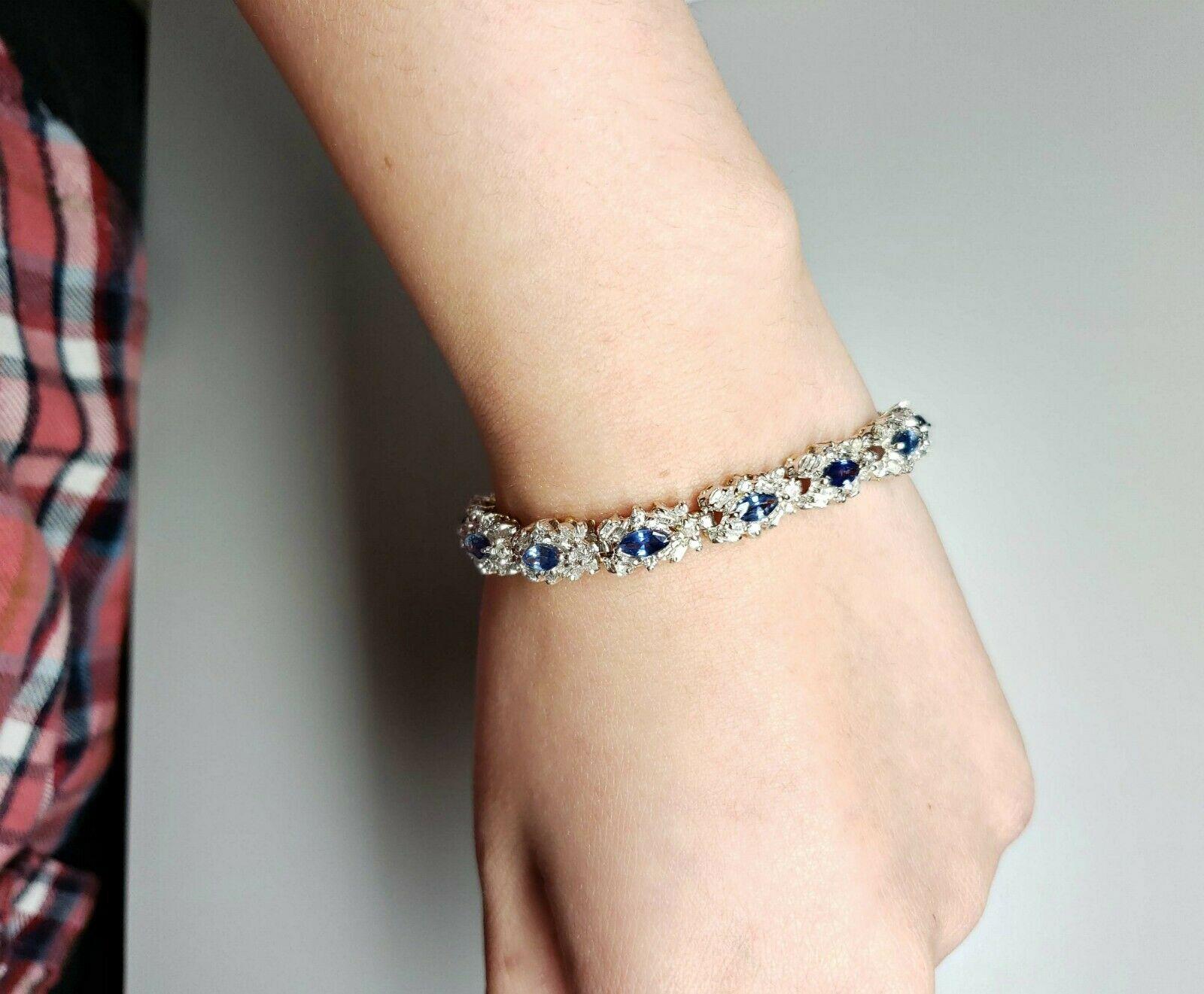 14 Karat Sapphire and Diamond Bracelet 8.75 Carat Total Weight 2