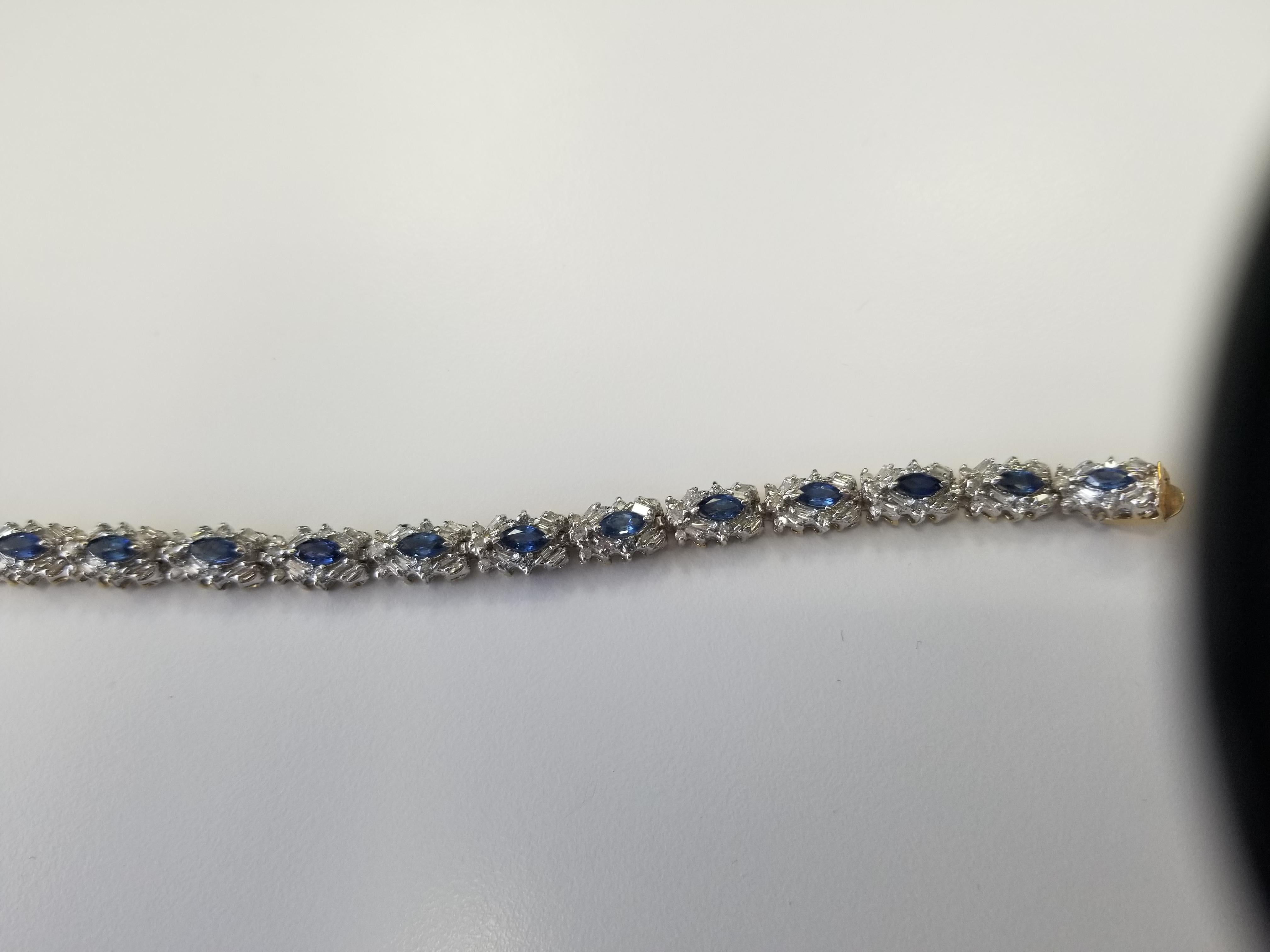 14 Karat Sapphire and Diamond Bracelet 8.75 Carat Total Weight 1