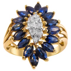 14 Karat Sapphire and Diamond Ladies Ring
