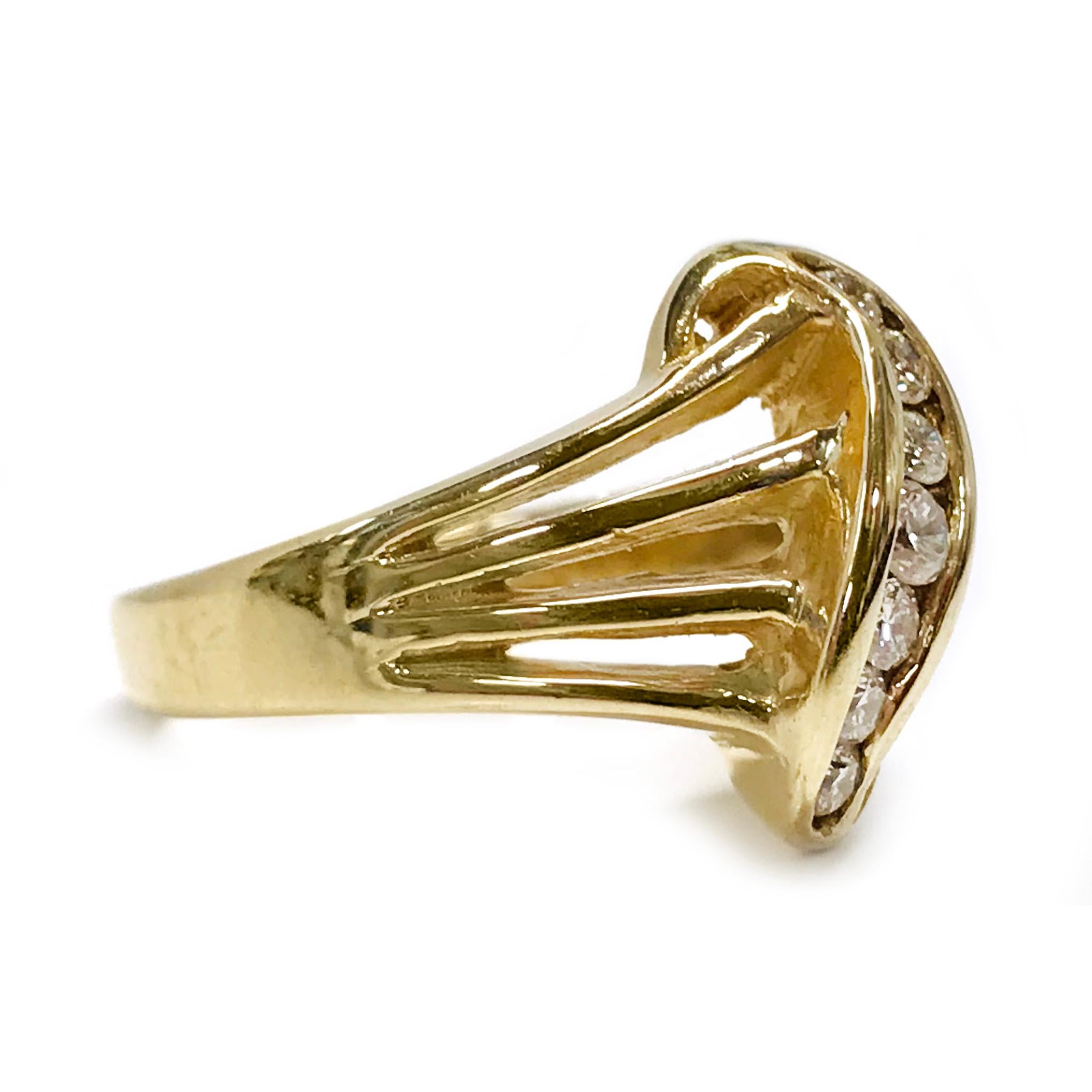 Modern 14 Karat Seven-Diamond Ring For Sale