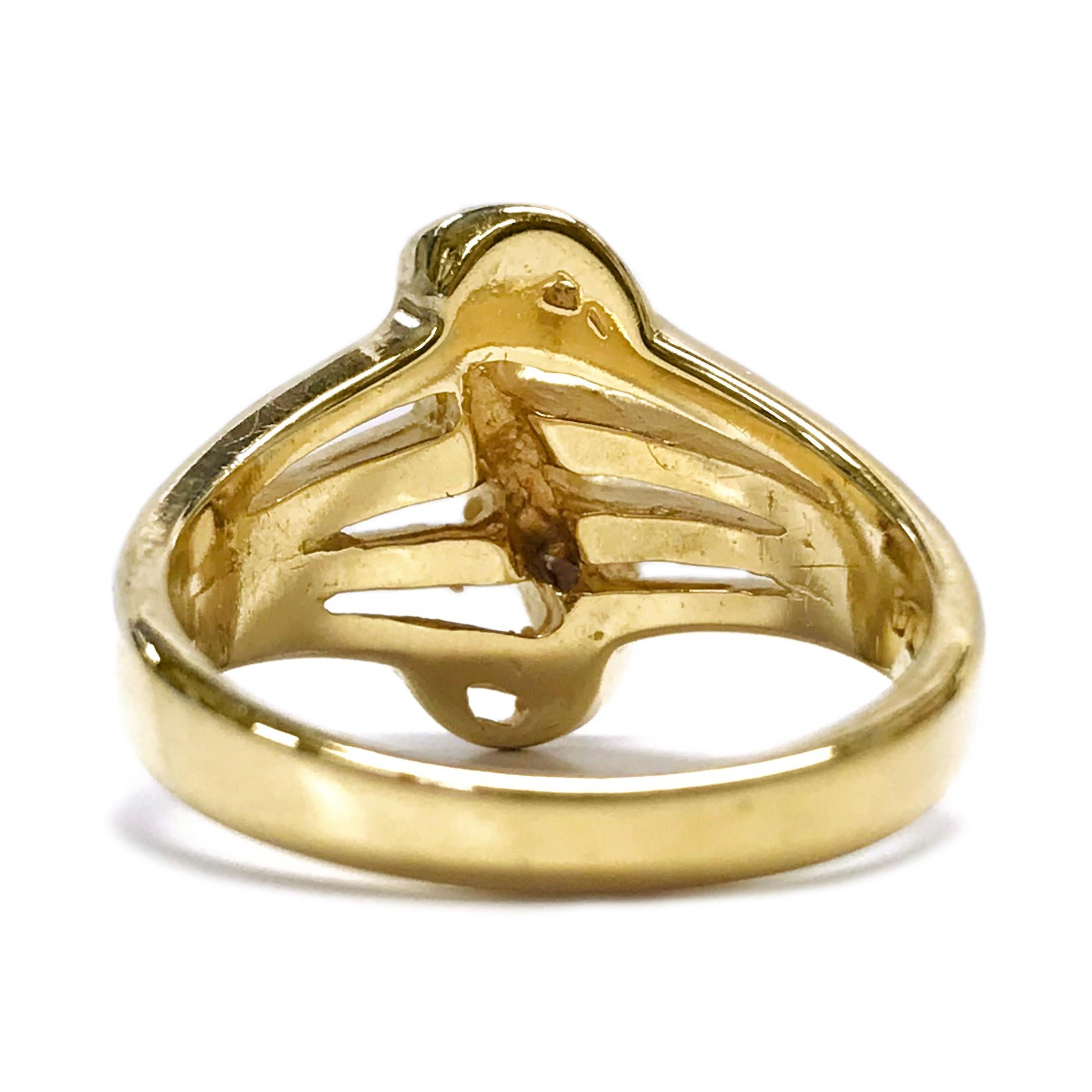 Round Cut 14 Karat Seven-Diamond Ring For Sale