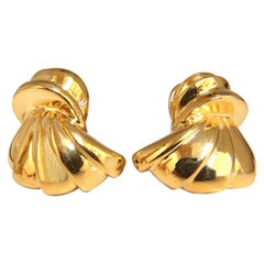 Pendientes de clip 3D con forma de concha, de 14 quilates, 19 gramos*