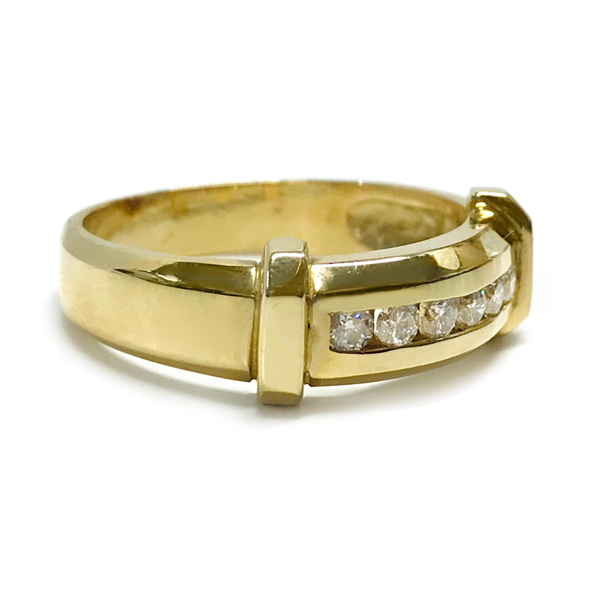 14 Karat Sechs Diamant-Ring (Moderne) im Angebot