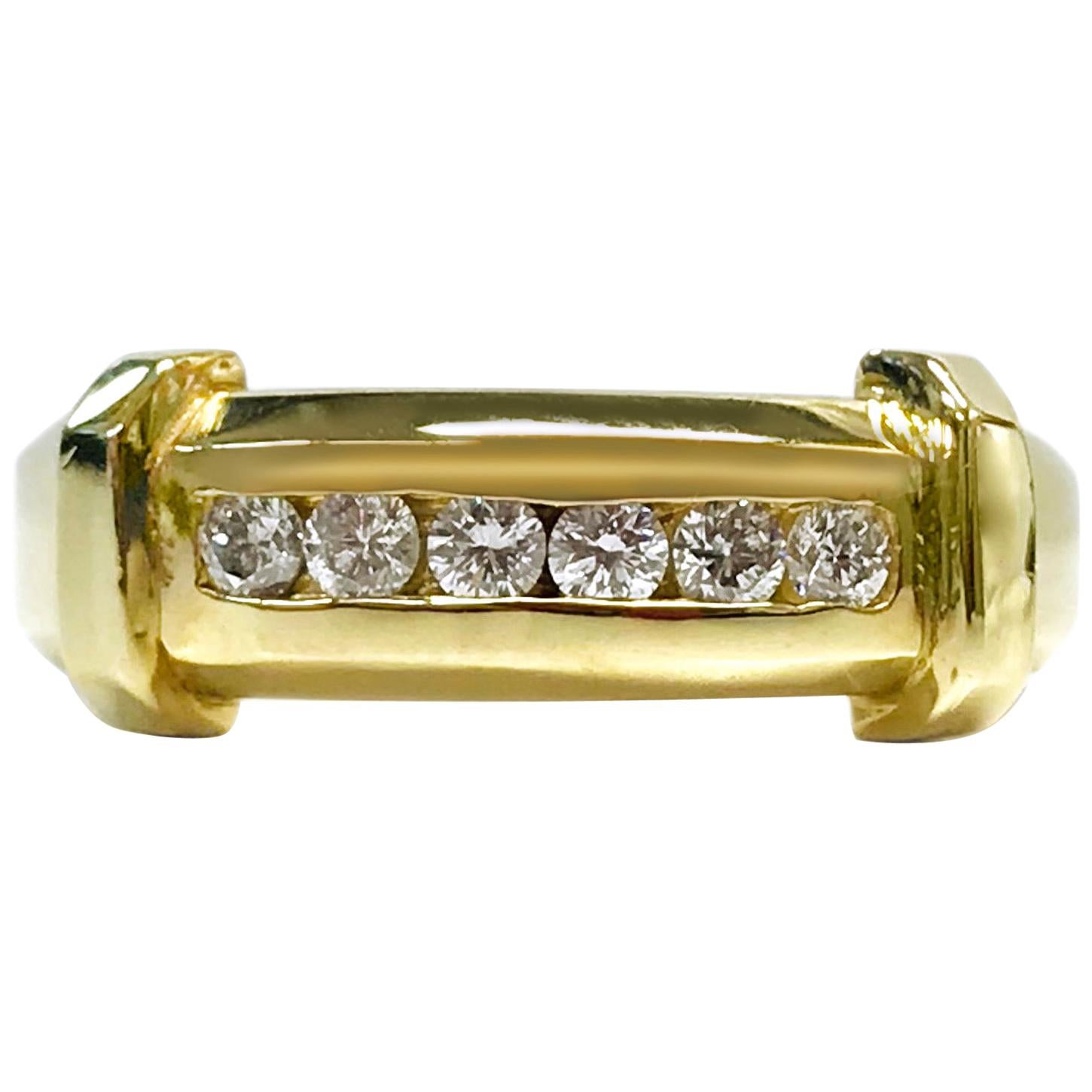 14 Karat Sechs Diamant-Ring im Angebot