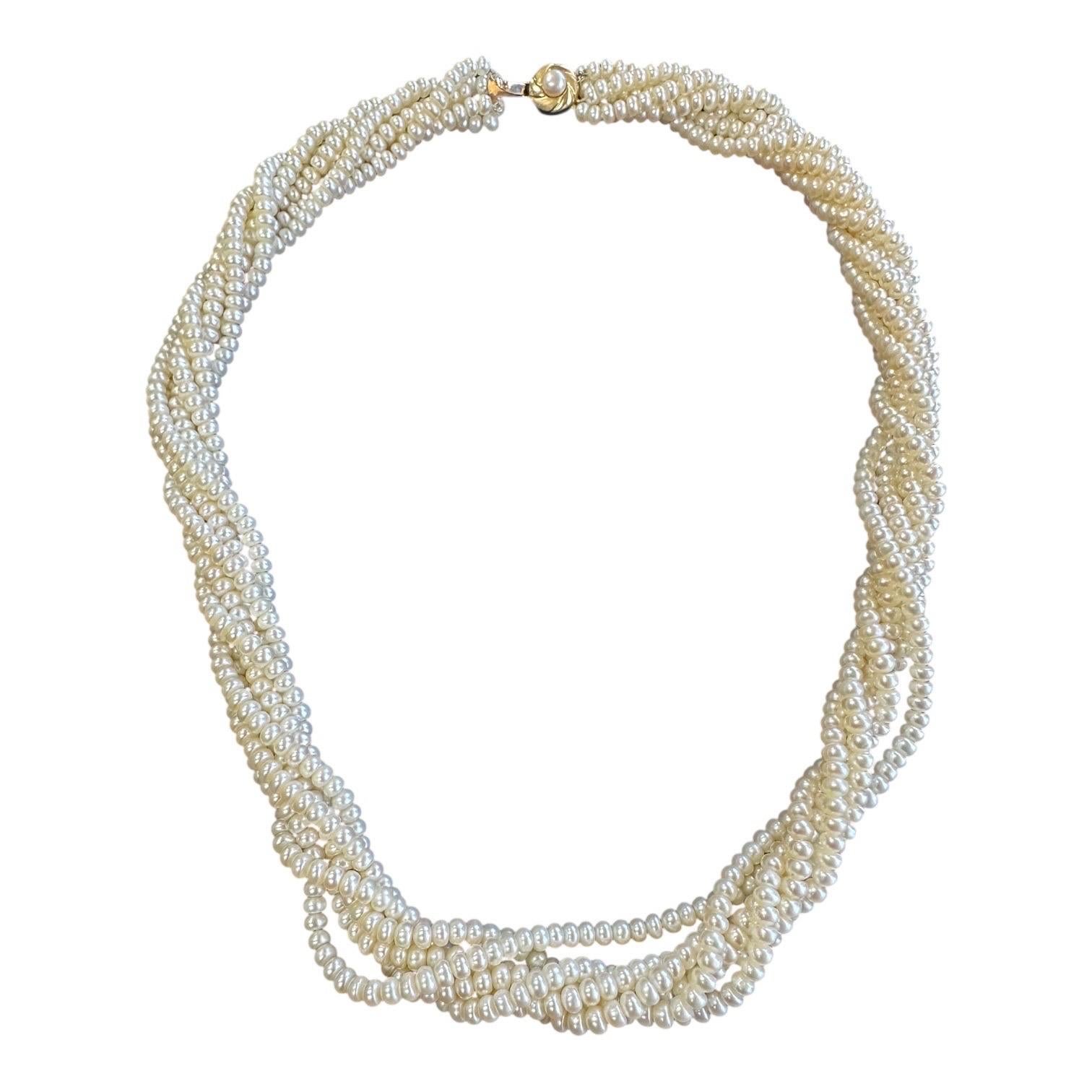 Collier de perles d'eau douce 14 carats à six brins (20 pouces) en vente 4