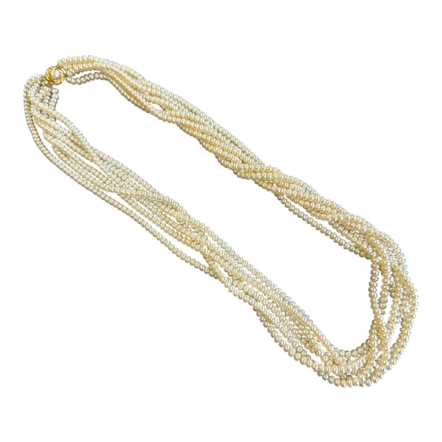 Collier de perles d'eau douce 14 carats à six brins (20 pouces) en vente 5