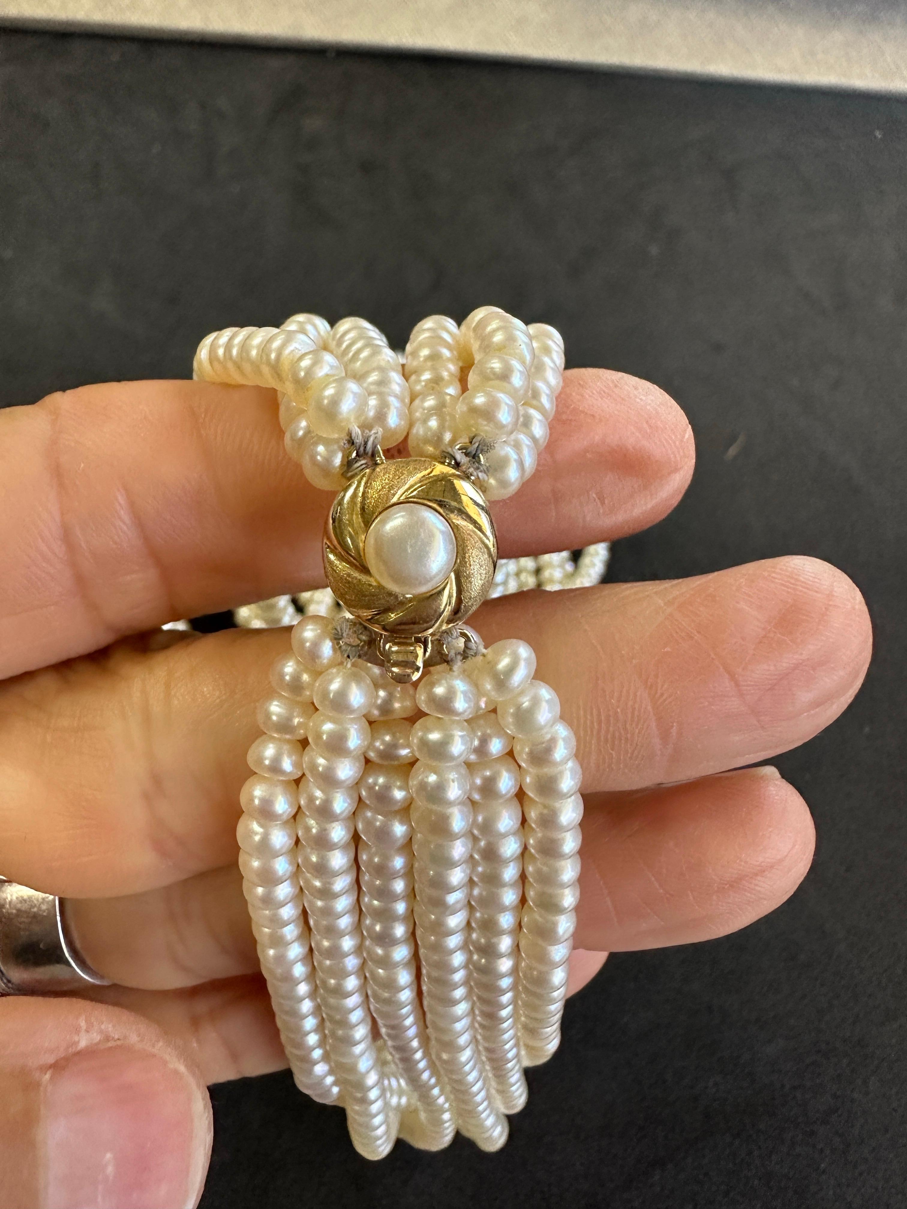 Contemporain Collier de perles d'eau douce 14 carats à six brins (20 pouces) en vente