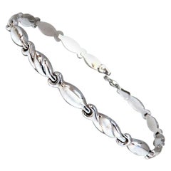 14 Karat Slant Flat Link White Gold Bracelet