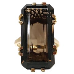 Anello di quarzo fumé 14 carati