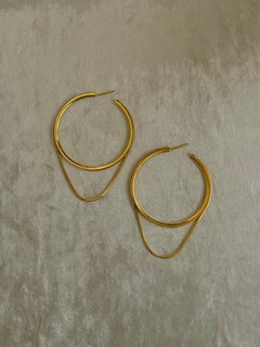 14 Karat Solid Gold Earrings Hoops Minimal Large Chain Greek Earrings