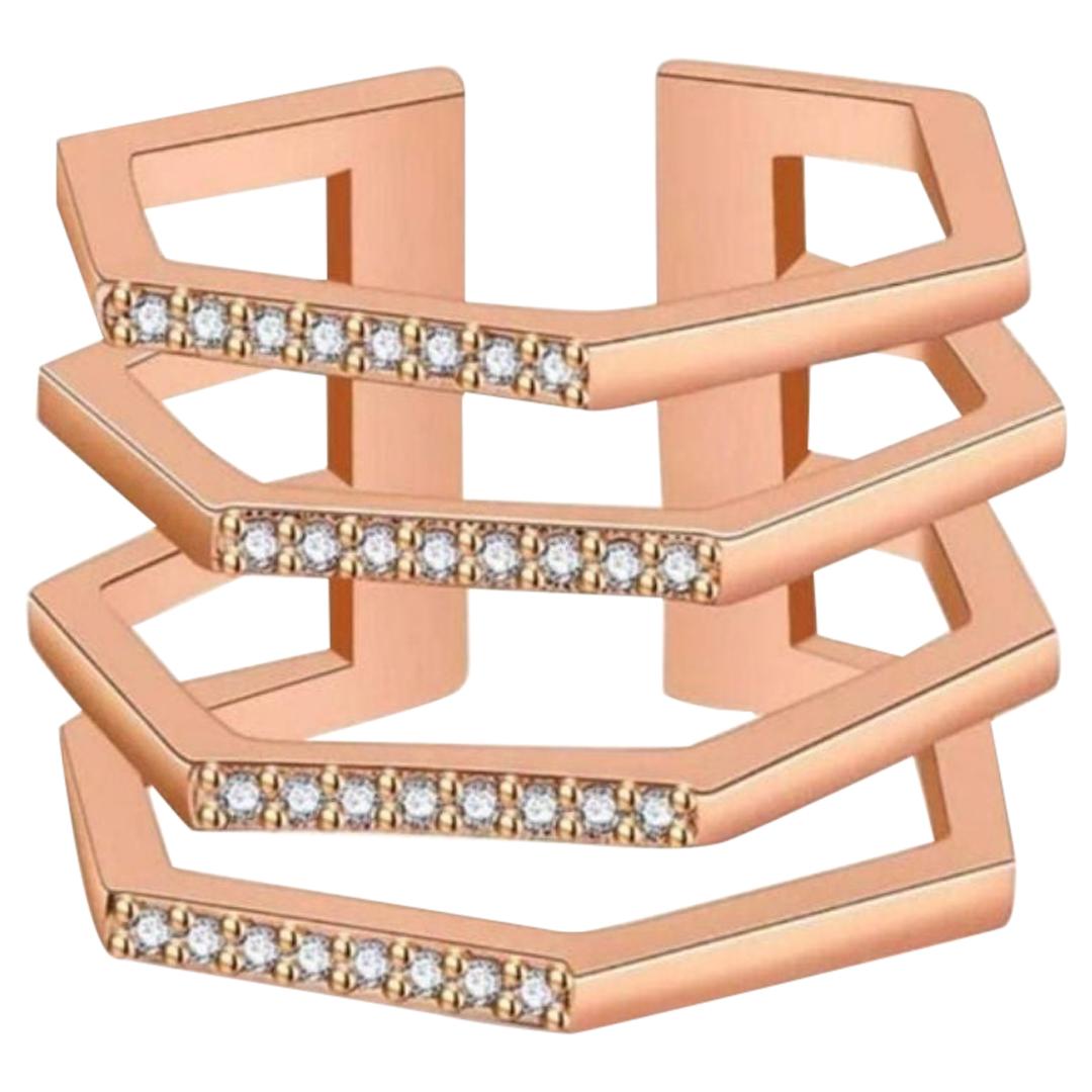18 Karat Solid Gold Stacked Ring, Rose Gold Engagement Ring, Wedding Bands For Sale