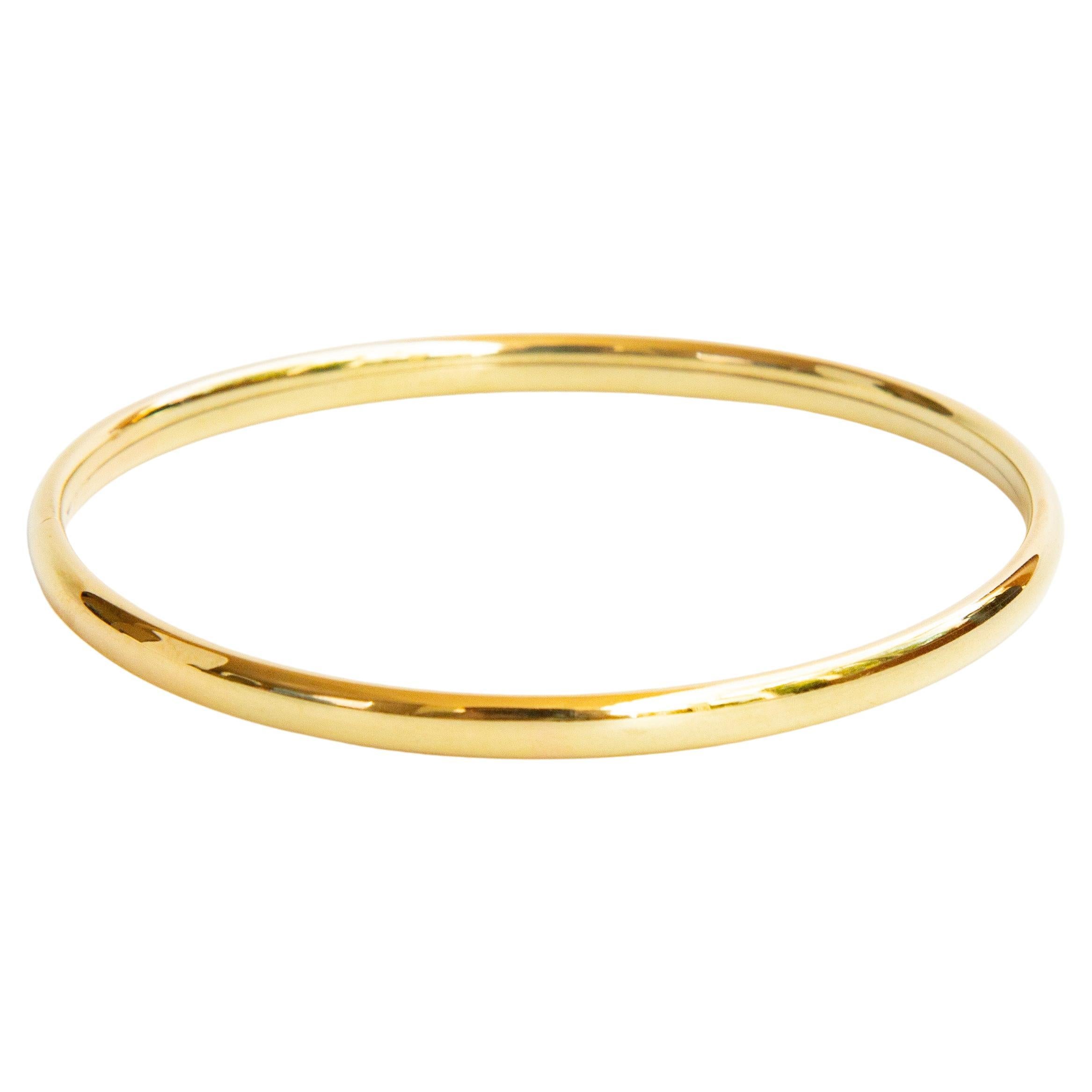 Bracelet rigide en or jaune massif 14 carats avec fermoir en boîte en vente