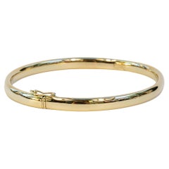14 Karat Solid Yellow Gold Hinged Bangle Rigid Bracelet