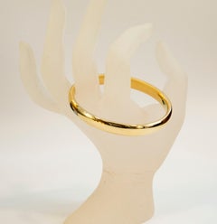 Bracelet jonc rigide à charnières en or jaune massif 14 carats avec fermoir boîte