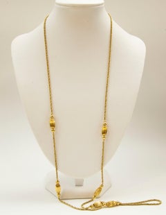 14 Karat Solid Yellow Gold Necklace with Balls and  Ribbed Spheres