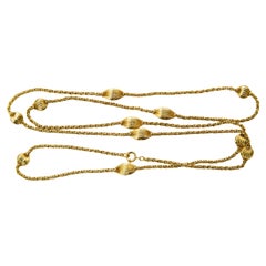 14 Karat Solid Yellow Gold Necklace with Ribbed Balls and Spheres