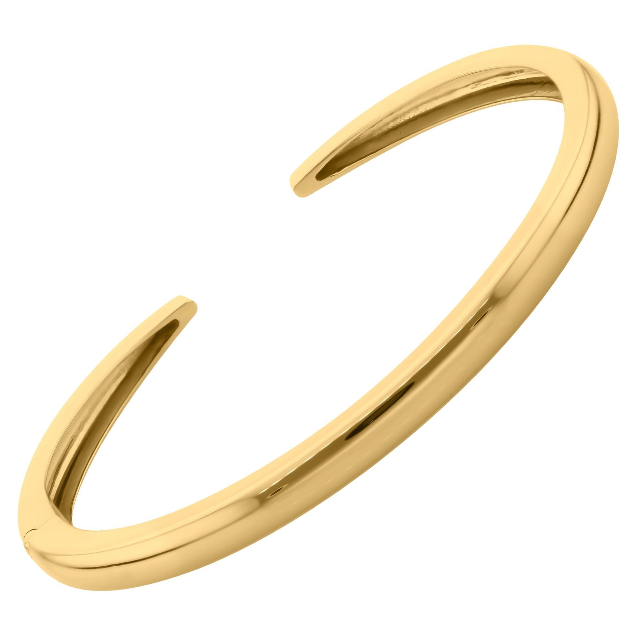 14 Karat Solid Yellow Gold Open Cuff Bangle Bracelet For Women