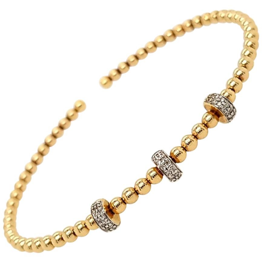 Authentic Bulgari 18 Karat Yellow Gold and Stainless Steel Bangle