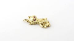 14 Karat Textured Yellow Gold Kitten with Ruby Eyes Pendant