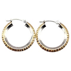 14 Karat Textured Yellow 
White Gold Circle Hoop Earrings #20461