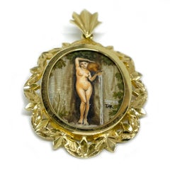 14 Karat 'The Spring' Masterpiece Hand Painted MOP Pendant #0709