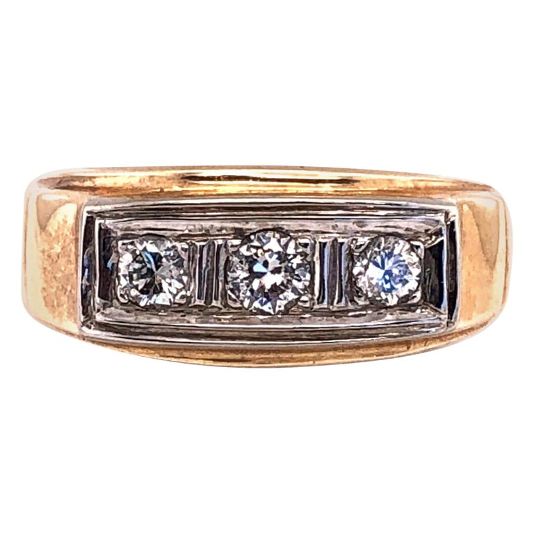 Alliance Homme Et Femme En Or 14k Jaune Ou Blanc Avec 3 Diamants Créés - Taille 7 - Neuf Sans Emballage