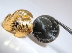 14 Karat Three-Dimensional Bark Finish Clip Earrings