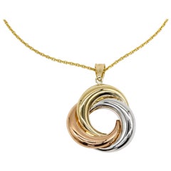 14 Karat Three-Tone Gold Infinity Rings Charm Designer Fine Pendant 