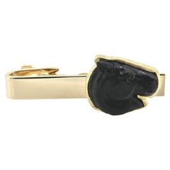 14 Karat Tie Bar with Carved Onyx Horse Head