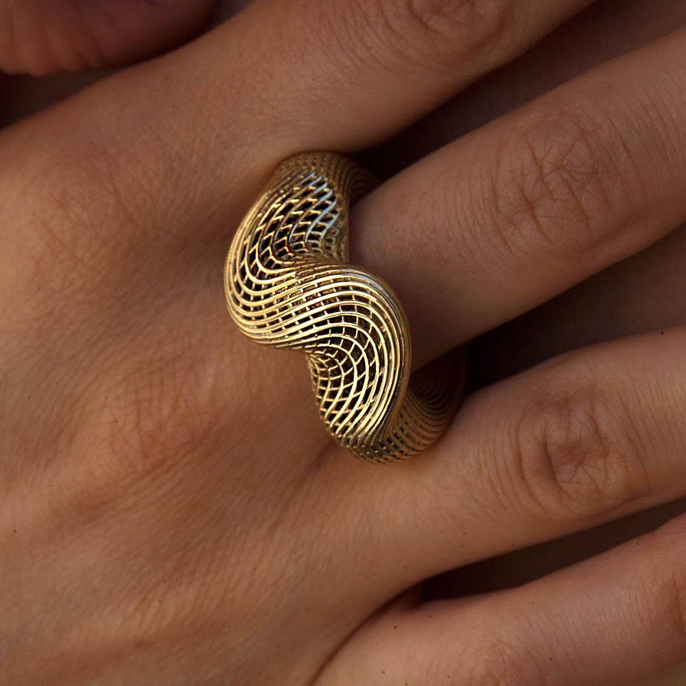 Women's 14 Karat Top Twisted Contemporary Ring For Sale