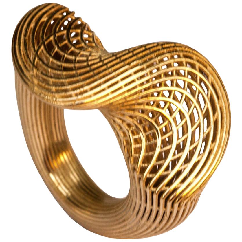 14 Karat Top Twisted Contemporary Ring For Sale