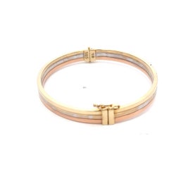 14 Karat Tri-Color Gold Bangle Bracelet 10.6 Grams 6mm Rose Yellow White