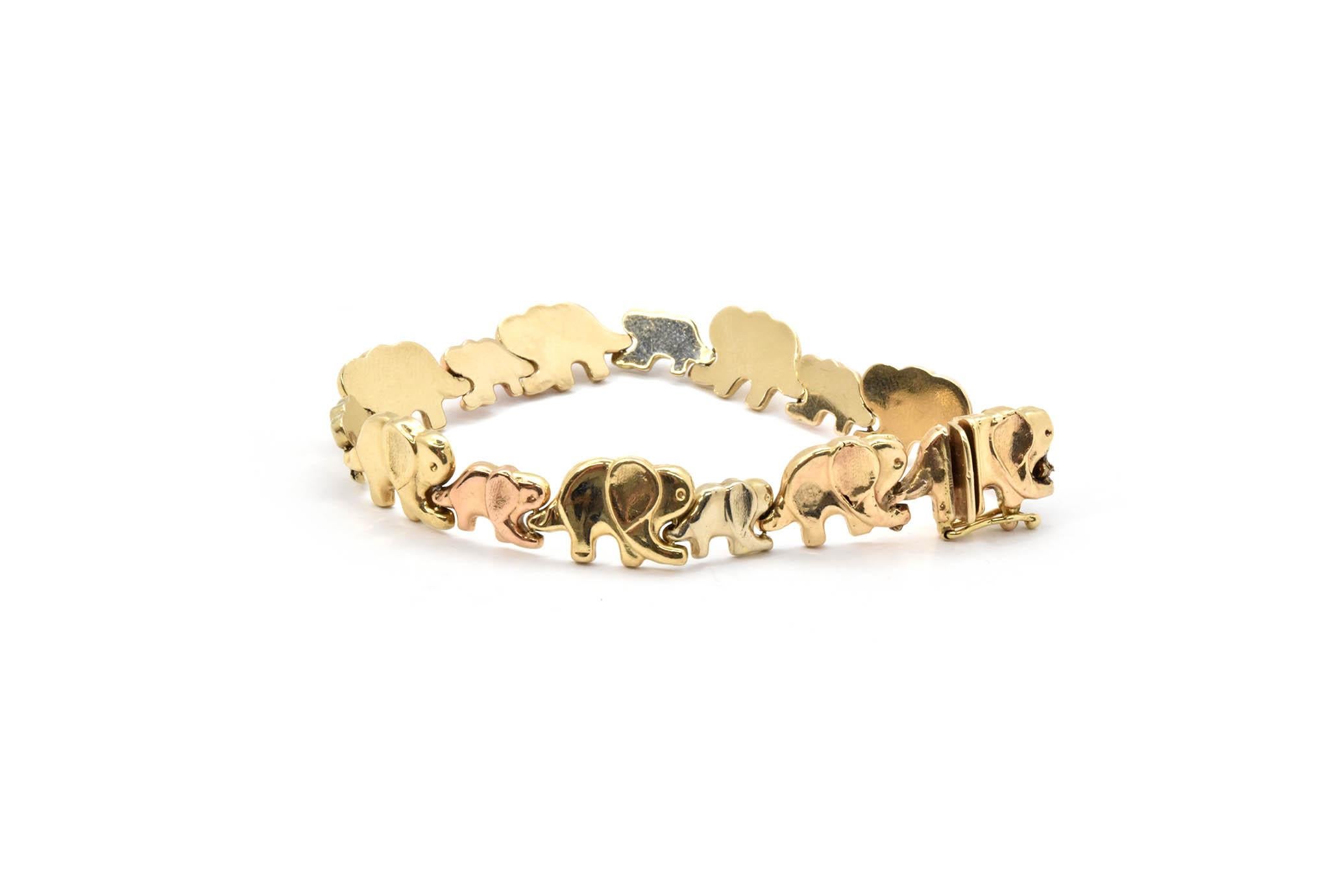 14k gold elephant bracelet