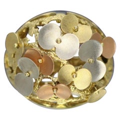14 Karat Tri-Color Gold Flower Ring from Italy